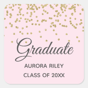 Sticker Carré Faveur de remise de diplômes Confetti Paillettes R