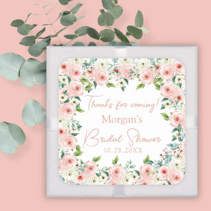Sticker Carré Faveur de salle de bain de mariage floral blanc pê