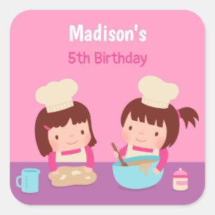 Sticker Carré Faveurs de fête d'anniversaire pour filles de cuis
