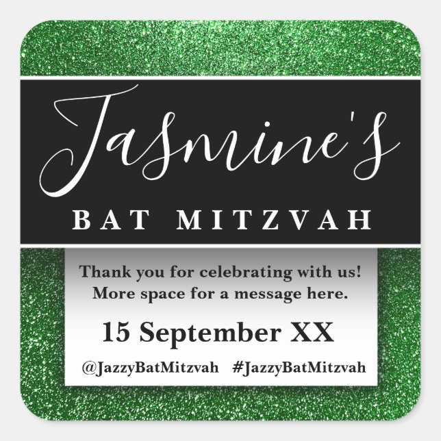 Sticker Carré Faveurs de remerciement pour fête d'anniversaire m (Devant)