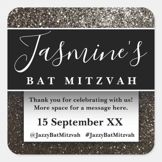 Sticker Carré Faveurs de remerciement pour une fête d'anniversai (Devant)