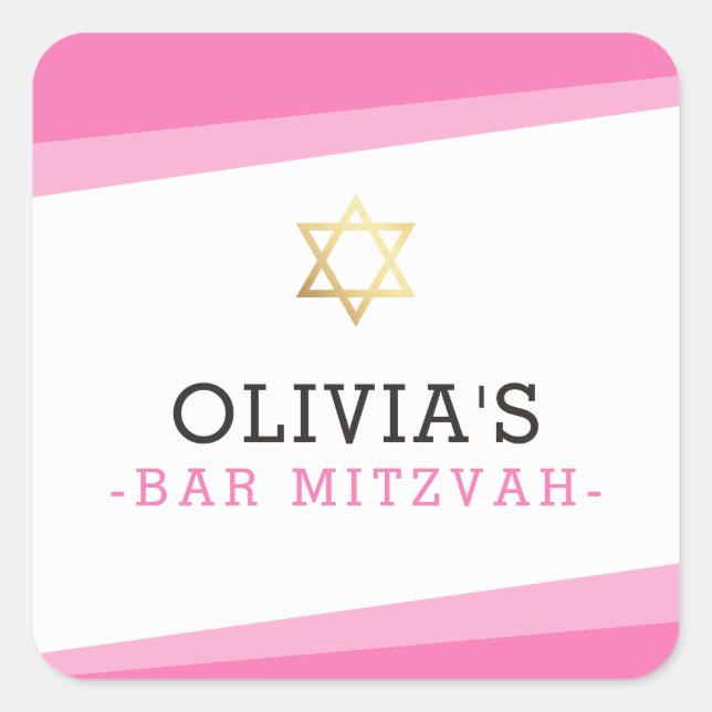 Sticker Carré FAVOR ENVELOPE SEAL star simple moderne ROSE (Devant)