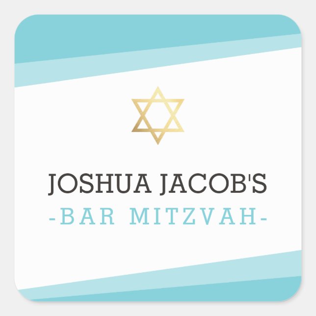 Sticker Carré FAVOR ENVELOPE SEAL star simple moderne turquoise (Devant)