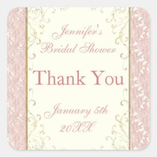 Sticker Carré Favoriser ou Invitation Phoques Dentelle rose, Mar