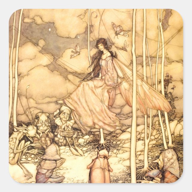 Sticker Carré Fée Arthur Rackham (Devant)