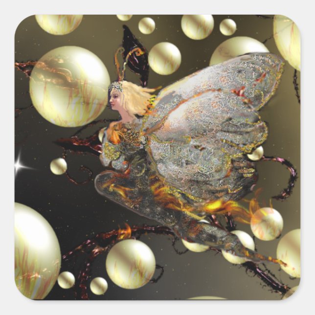 Sticker Carré Fée de feu ! (Devant)