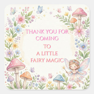 Sticker Carré Fée de la Forêt Enchantée Aquarelle 5e Anniversair