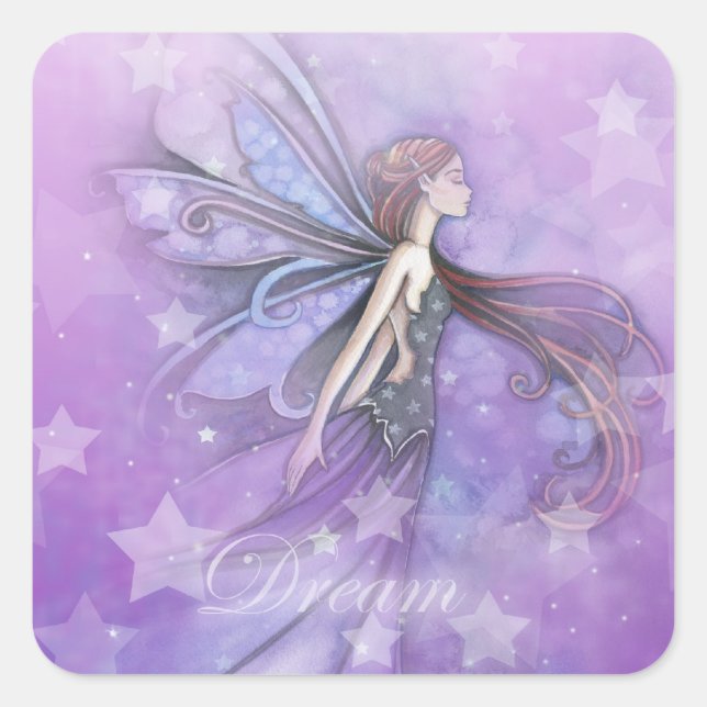Sticker Carré Fée de rêve dans les étoiles (Devant)