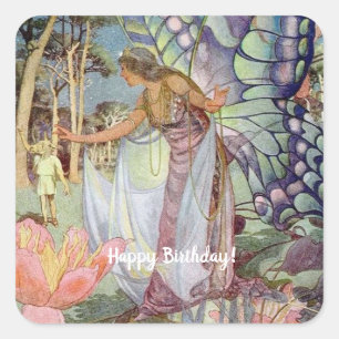 Sticker Carré Fée vintage