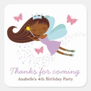 Sticker Carré Féerie douce Princesse Filles Anniversaire