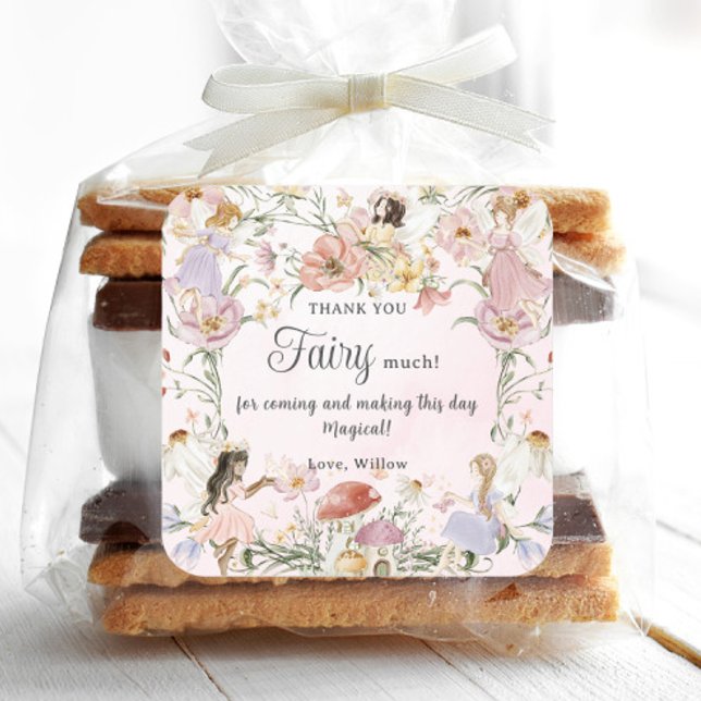 Sticker Carré Fées Whimsical Anniversaire Fleur Jardin prairie (Créateur téléchargé)