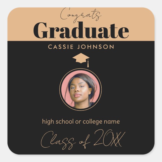 Sticker Carré Félicats Classe de diplômés de 2023 (Devant)