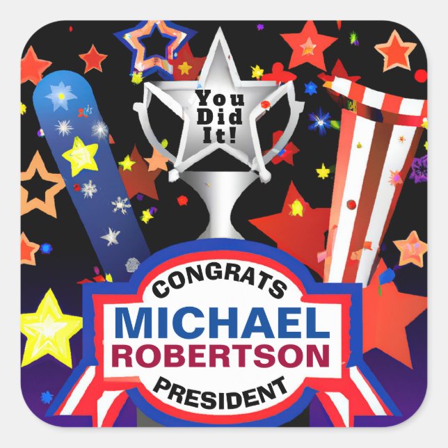 Sticker Carré Félicitations au gagnant de la campagne (Devant)