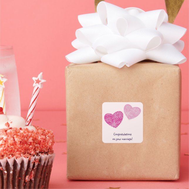 Sticker Carré Félicitations au Twin Hearts moderne sur votre Mar (Fête)