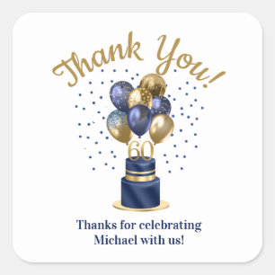 Sticker Carré Félicitations pour gâteau avec ballons bleu marine