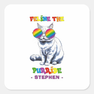 Sticker Carré Feline The Purride - Cool Pride Cat LGBTQ