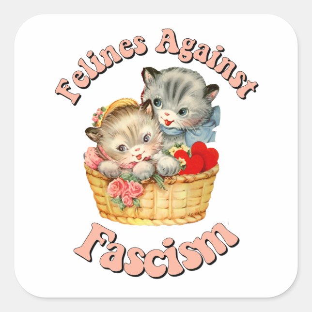 Sticker Carré Felines contre le fascisme (Devant)