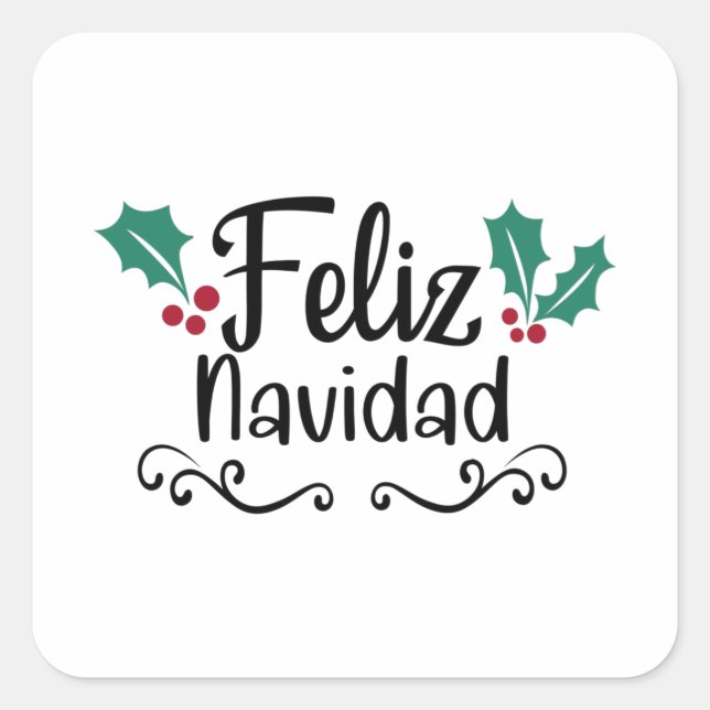 Sticker Carré Feliz Navidad Joyeux Noël (Devant)