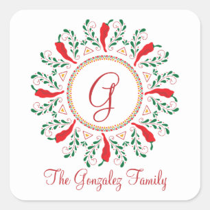 Sticker Carré Feliz Navidad Red Chile Pepper