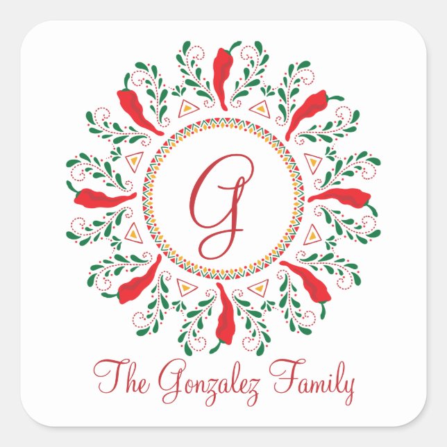 Sticker Carré Feliz Navidad Red Chile Pepper (Devant)