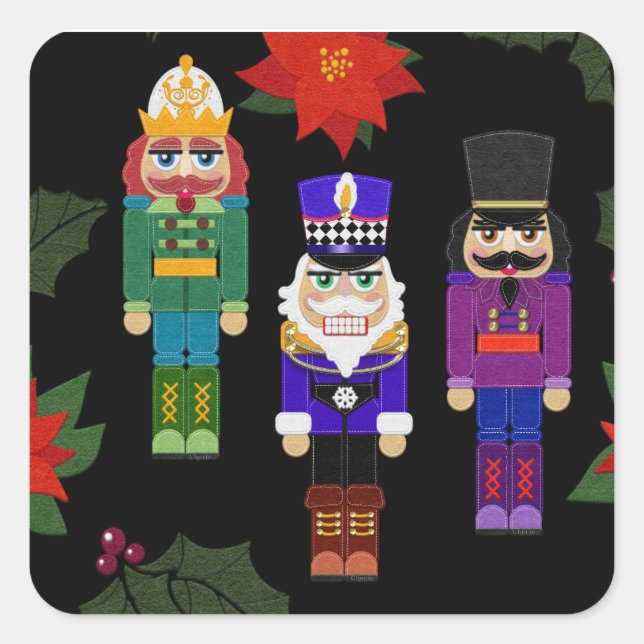 Sticker Carré Felt Look Nutcrackers Soldiers Whimsical (Devant)