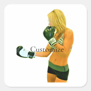 Sticker Carré Female Fitness Model boxing Thunder_Cove