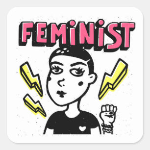 Sticker Carré Feminist Pop Art Girl