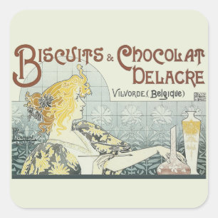 Sticker Carré Femme Art Nouveau Chocolat
