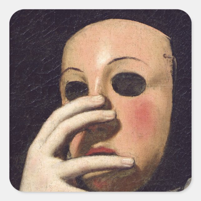 Sticker Carré Femme au Masque (Devant)