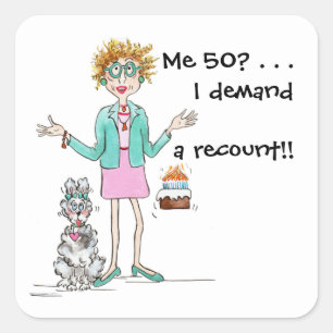 Sticker Carré Femme aux cheveux rouges à 50 ans et manifestation