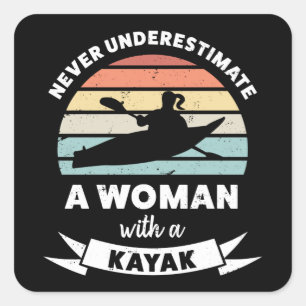 Sticker Carré Femme avec Kayak Funny Cadeau Femme maman