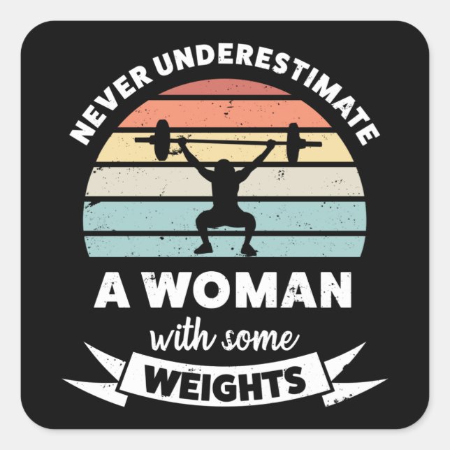 Sticker Carré Femme avec les poids drôle Cadeau Femme mère maman (Devant)