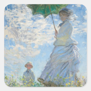 Sticker Carré Femme avec parasol (1875) - Claude Monet Fine Art