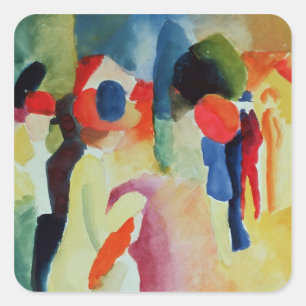 Sticker Carré Femme avec une veste jaune, 1913