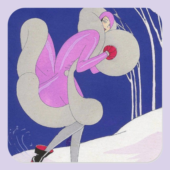 Sticker Carré Femme branchée en hiver (Créateur téléchargé)