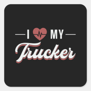 Sticker Carré Femme de camionneurs J'aime mon camionneur Femme A
