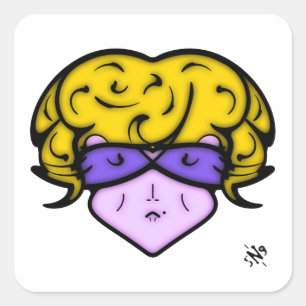 Sticker Carré Femme de dessin avec marque de beauté et lunettes