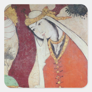 Sticker Carré Femme de la Cour de Shah Abbas I, 1585-1627