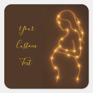 Sticker Carré Femme enceinte brillante Silhouette Baby shower In