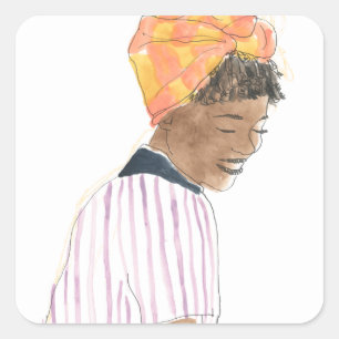 Sticker Carré Femme forte et belle souriante