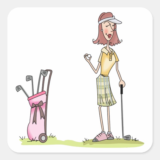 Sticker Carré Femme Golfer (Devant)