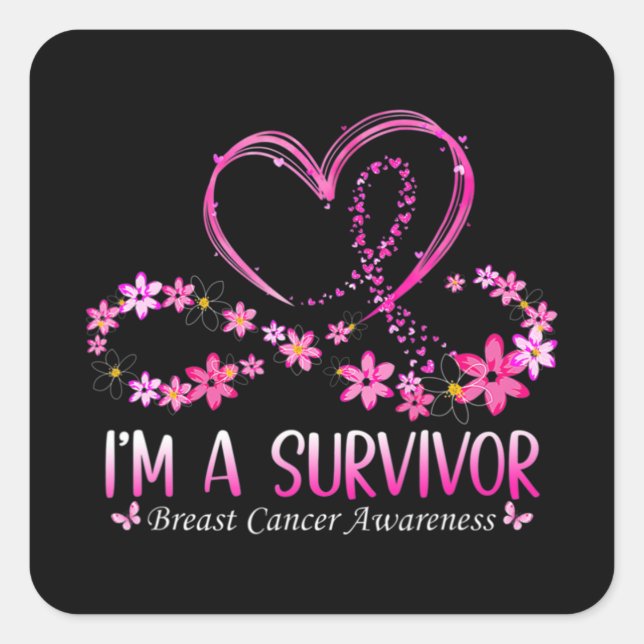 Sticker Carré Femme I'm A Survivor Cancer du sein Sensibilisatio (Devant)
