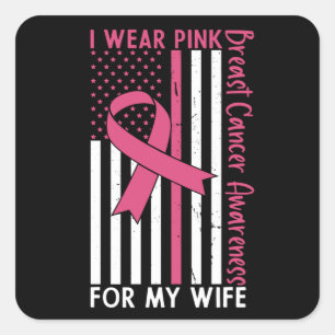 Sticker Carré Femme Mère Famille Correspondante Cancer du Sein C