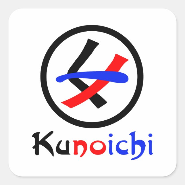 Sticker Carré Femme Ninja Kunoichi く ノ 一 (Devant)