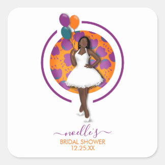 Sticker Carré Femme noire, bain de douche d'anniversaire Ballons