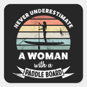 Sticker Carré Femme Paddleboard Drôle cadeau pour femme