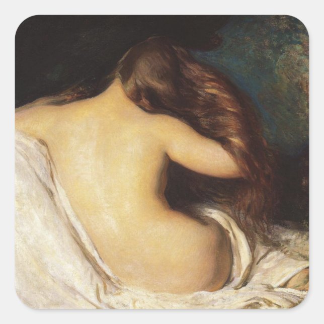 Sticker Carré Femme qui pleure ses cheveux (par Joseph DeCamp) (Devant)