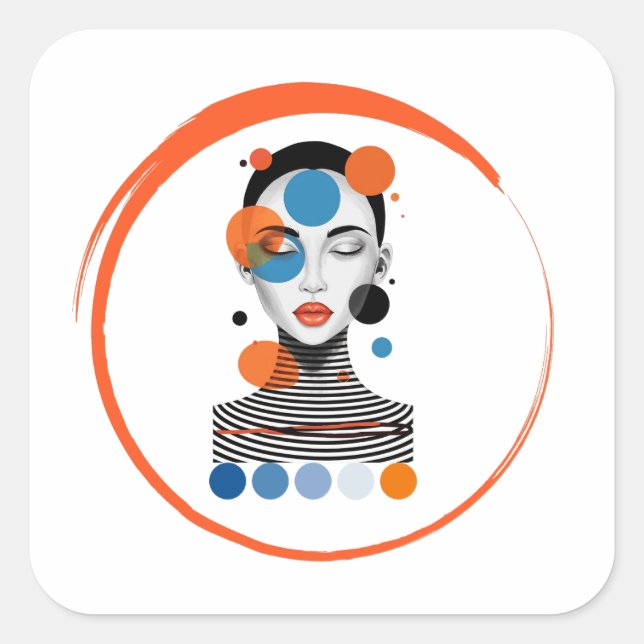 Sticker Carré femme rêveuse (Devant)