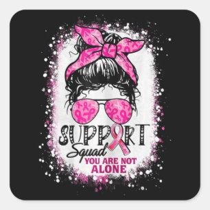 Sticker Carré Femme Soutien Squad Messy Bun Pink Warrior