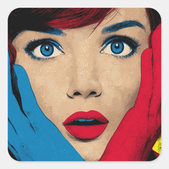 Sticker Carré Femme surprise dans l'art pop (Devant)